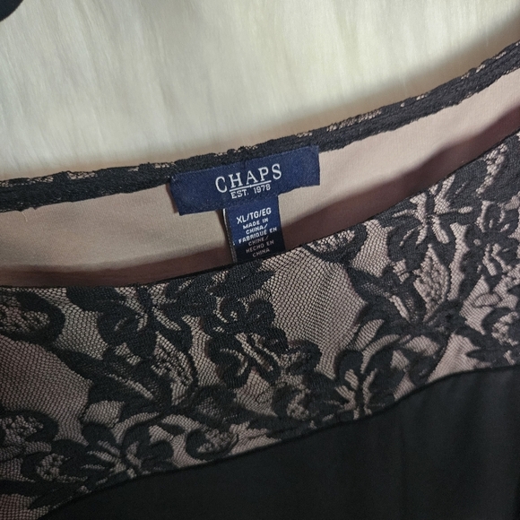 CHAPS Classic Lace Overlay Ruched Front Lined Mini Dress - Picture 6 of 8